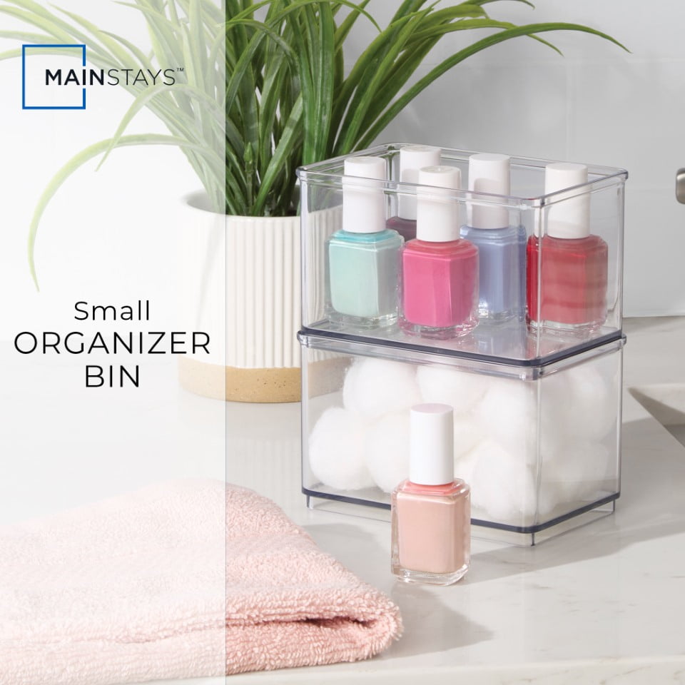 Mainstays Clear Plastic Organizer Bin for Bathroom