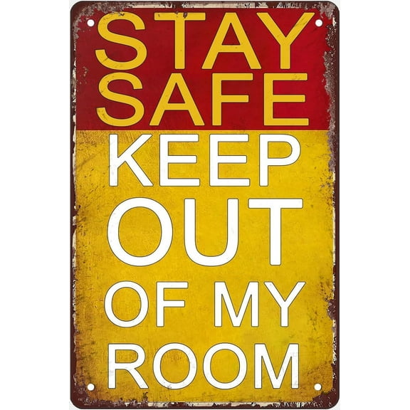 Funny Metal Signs Stay Safe Keep Out of My Room Vintage Tin Sign Man Cave 12 X 8 Inch