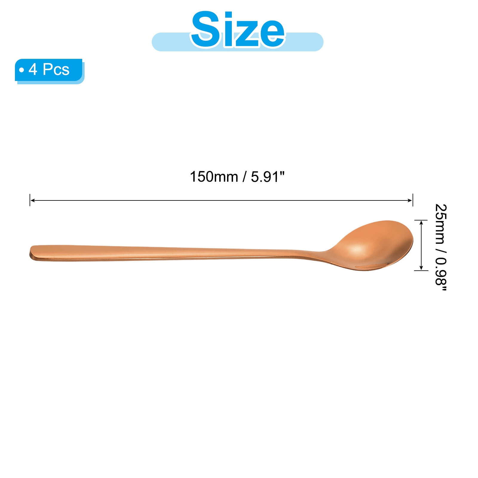 Unique Bargains 304 Stainless Steel Cocktail Stirring Long Handle Spoon for Tea Rose Gold