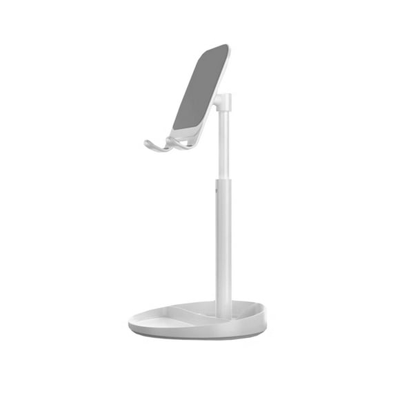 Amdohai K5S Angle Adjustable Phone Desktop Stand Holder Portable Tablet Aluminum Alloy Holder Compatible with All iPhone Smart Cell Phone Tablet iPad for Bed White
