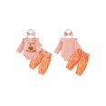 thumbnail image 2 of RUINIXCW Newborn Girl My First Halloween Outfit Infant Girls Fall Winter Clothes Pumpkin Letter Printed Ruffled Long Sleeve Romper Pants Headband Set, 2 of 10