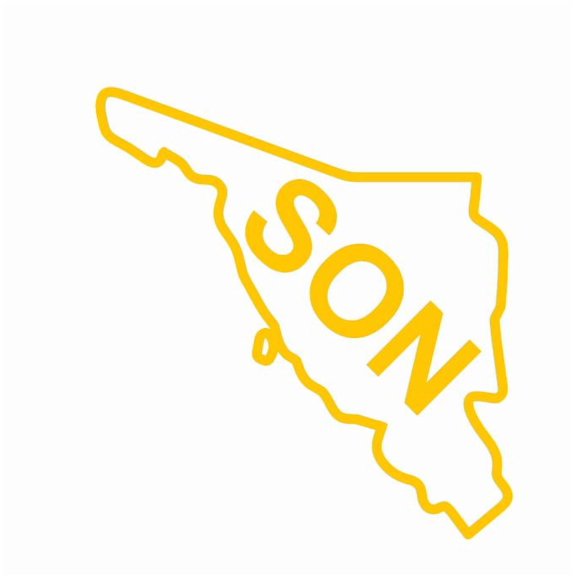 Mexican State Map Outline Sonora Vinyl Decal Sticker UV & Waterproof Bumper Window Laptop Automotive Water Bottle Gift accessories – YELLOW 5.5"