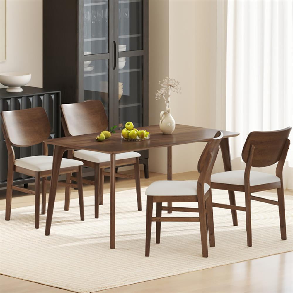 Barara King Dining Chair,Dining Room Chair,Farmhouse Upholstered Kitchen Chairs Set of 2 with Rubber Wood Frame-Walnut