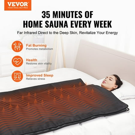 Portable Far Infrared Sauna Blanket for Detox & Relaxation, 1-6 Level Adjustable Temperature (95-185°F), 60 Min Timer, Carbon Heating Sauna Bag for Home Use