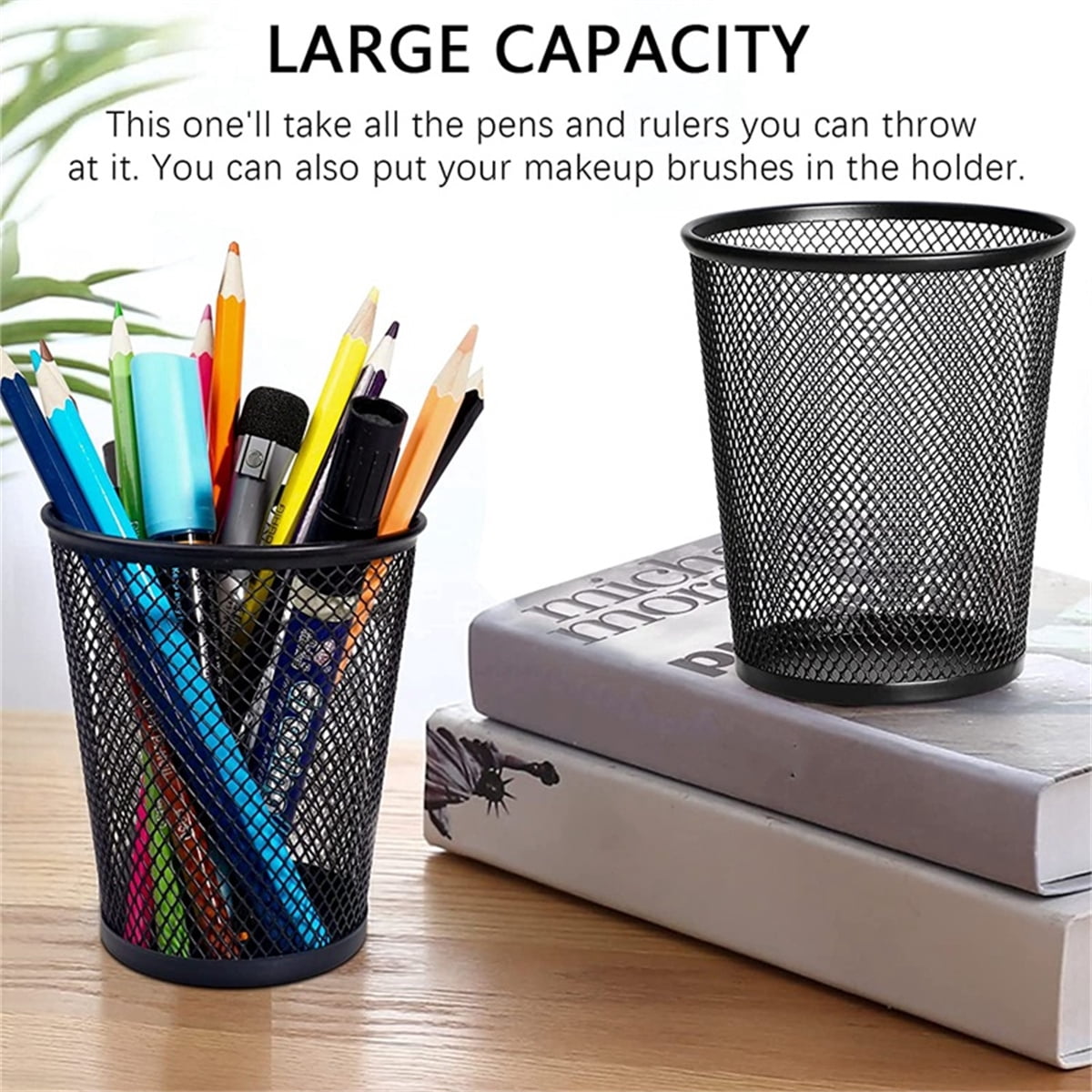 Pen Holder, Pen Organizer for Desk, Desktop Pen Holder Organizer , Metal Pencil Holder for Office Home, Black,Set of 6