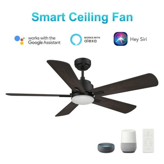 Smaair 52" Plywood Smart Wifi Indoor Ceiling Fan with Light Kit and Remote