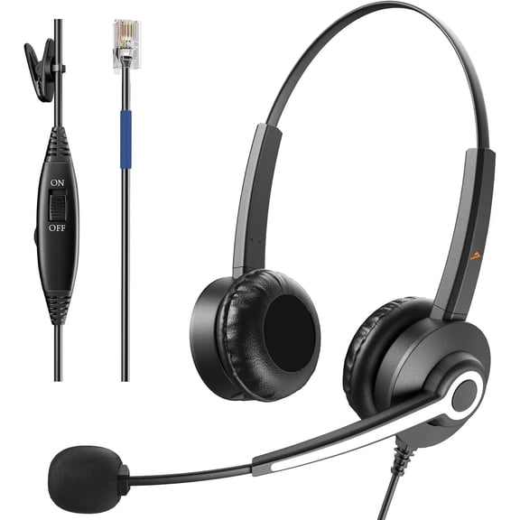 RJ9 Headset for Cisco IP Phones, Telephone Headset with Noise Canceling Microphone & Mute Button, Office Phone Headset Compatible with Cisco 6800 6900 7800 7900 8800 Series IP Phones