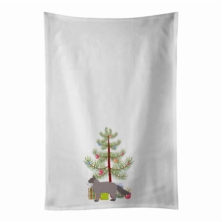 Carolines Treasures CK4644WTKT 28 x 19 in. Unisex La Perm No.3 Cat Merry Christmas White Dish Towels Kitchen Towel - Set of 2