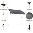 thumbnail image 4 of Yaheetech Manual Retractable Awning, 98"×118" Outdoor Sunshade Shelter Angle & Height Adjustable NO Drilling Patio Door Window Awnings, Canopy with UV Protection for Backyard, Dark Gray, 4 of 18