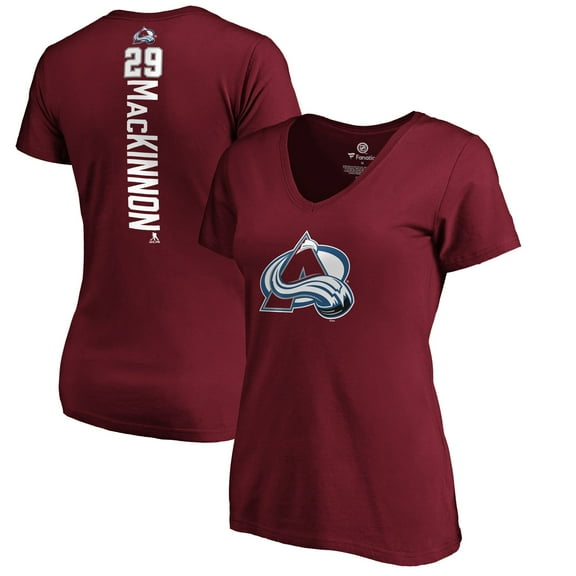 Women's Nathan MacKinnon Garnet Colorado Avalanche Playmaker V-Neck T-Shirt