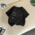 thumbnail image 5 of Curuila Kid Girls Tops Cartoon Print Crew Neck Short Sleeve Tee Summer Casual Loose T Shirt Black Size 2-4 Years, 5 of 5