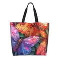 thumbnail image 3 of Fuzoiu Colorful Butterfly Cluster Print Tote Bags for Women,Shoulder Bag, Gym Tote,Top Handle Ladies Shoulder Bags for Work Beach Travel and Shopping Grocery, 3 of 9