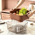 thumbnail image 4 of Double Layer Colander Two Tier Wash Basin, Plastic Kitchen Fruit Vegetable Rinsing Draining Container, Multifunctional Food Washing Basket for Daily Household Meal Prep, Brown, 4 of 7