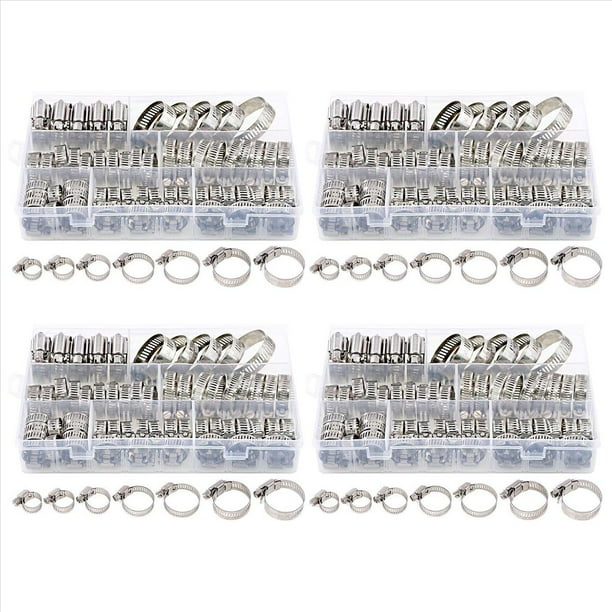 Juego de Abrazaderas de Manguera de 240 Piezas, Abrazaderas de Tubo de 8-38 mm de Acero Inoxidable 201, Abrazaderas de Manguera de 7 Tamaños, Abrazaderas de Manguera, para Tubos