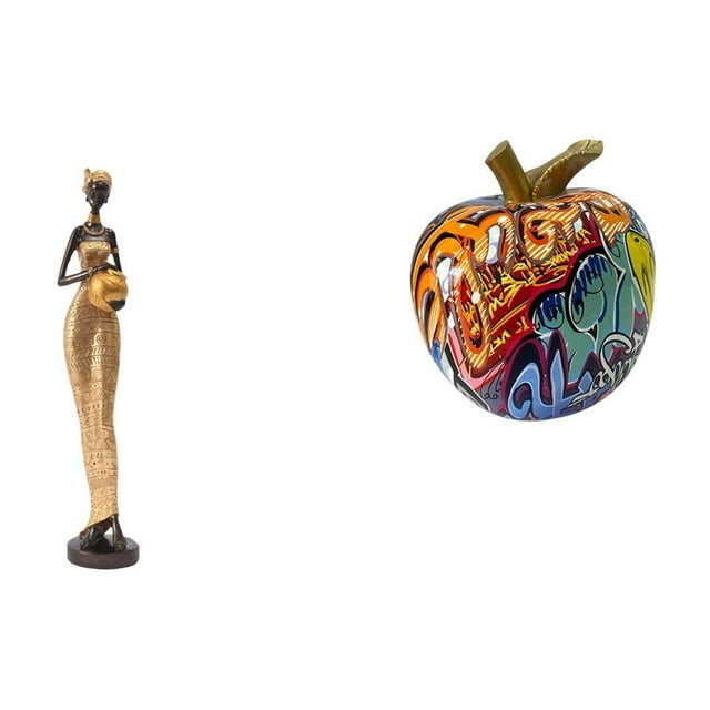Figura escultórica de una mujer tribal africana con arte de nórdico. Decoración única para el hogar, ideal para dormitorio, mesa o bar.