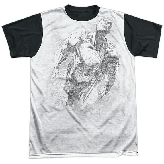 Superman - Exploding Space Sketch - Short Sleeve Black Back Shirt - Medium