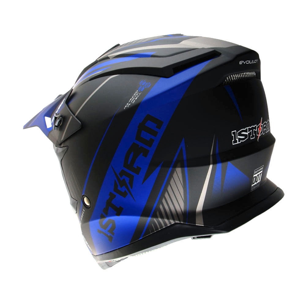 1Storm Adult Motocross Helmet BMX MX ATV Dirt Bike Downhill Mountain Bike Helmet Racing Style H637; Storm Blue