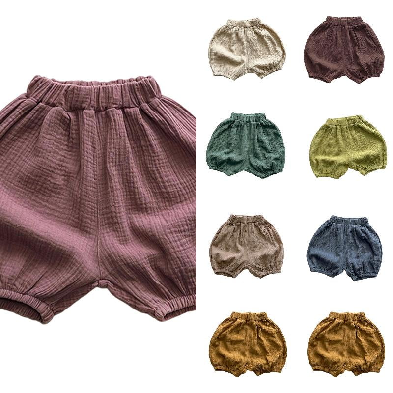 SGMVNU Boys Girls Unisex Casual Shorts Breathable Cotton Blend Elastic Waist Summer Bottoms for Kids Comfortable Daily Playwear Purple 2-3 Years