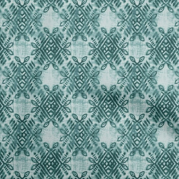 oneOone Polyester Spandex Teal Green Fabric Geometric Sewing Craft Projects Fabric Prints By Yard 56 Inch Wide