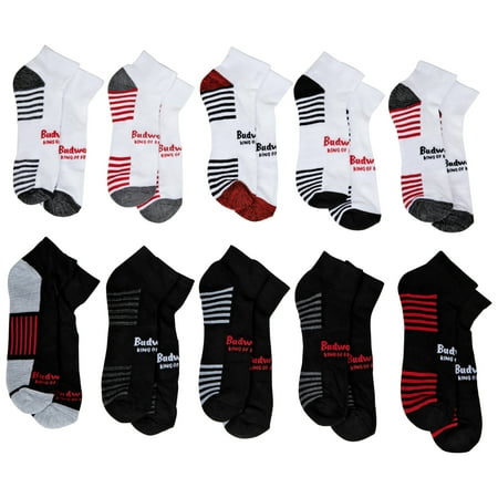 Budweiser Striped Logo Quarter Socks 10-Pair Variety Multipack