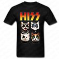 thumbnail image 1 of Camisetas divertidas de parodia de gato KISS Hiss para hombre camiseta de grupo de Rock Meow camiseta de banda de Rock de algodón envío directo, 1 of 7