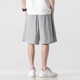 thumbnail image 4 of Aayomet Men Shorts Casual Elastic Waist Drawstring Summer Beach Shorts (Grey, L), 4 of 5