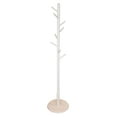 thumbnail image 1 of Traditional Freestanding 66" Rubberwood Entryway Coat Hanging Rack with 8 Hooks in Gloss Blush White, 1 of 5