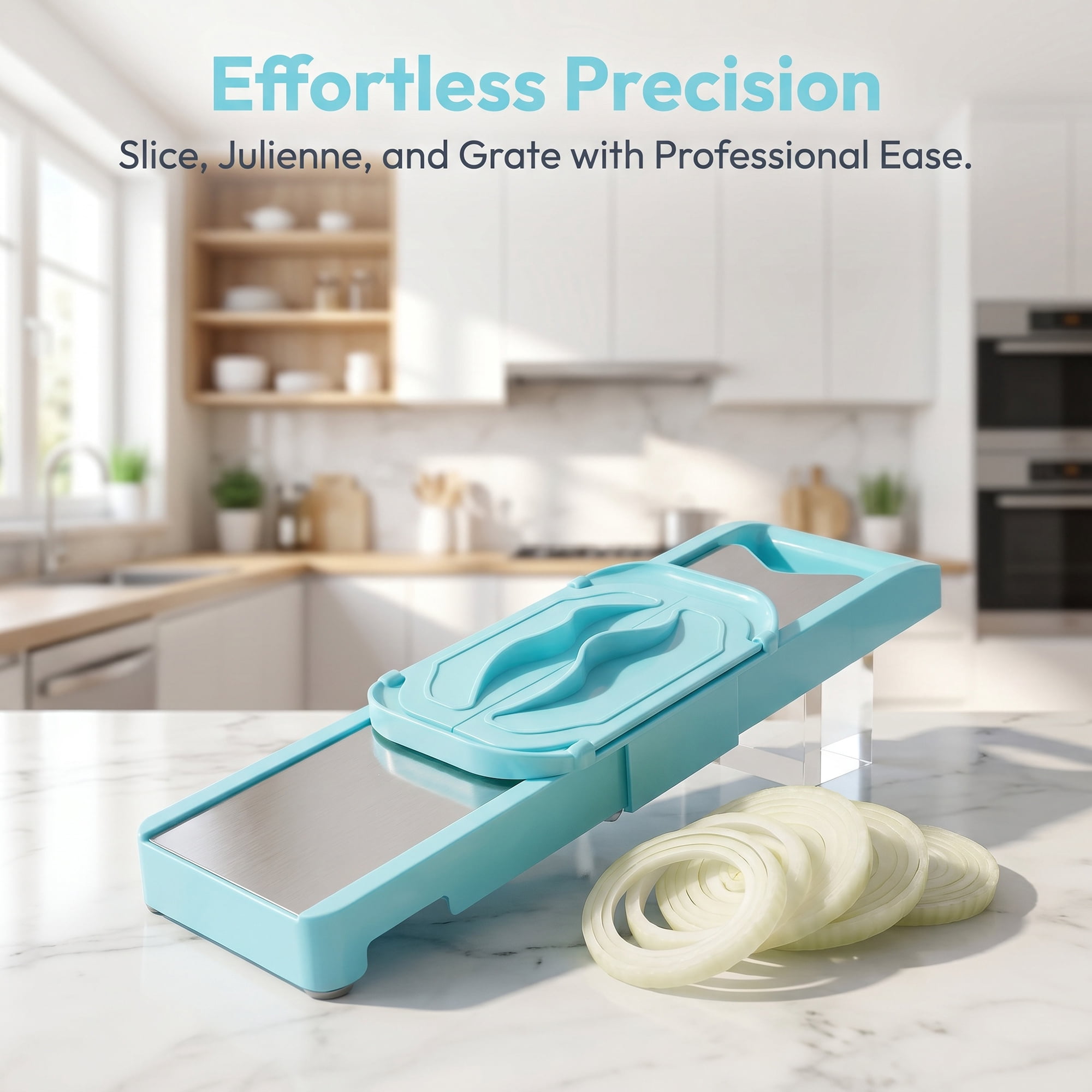Unique Bargains Stainless Steel Mandoline Slicer with Safety Guard 3 in 1(A) 14.8"x3.9"
