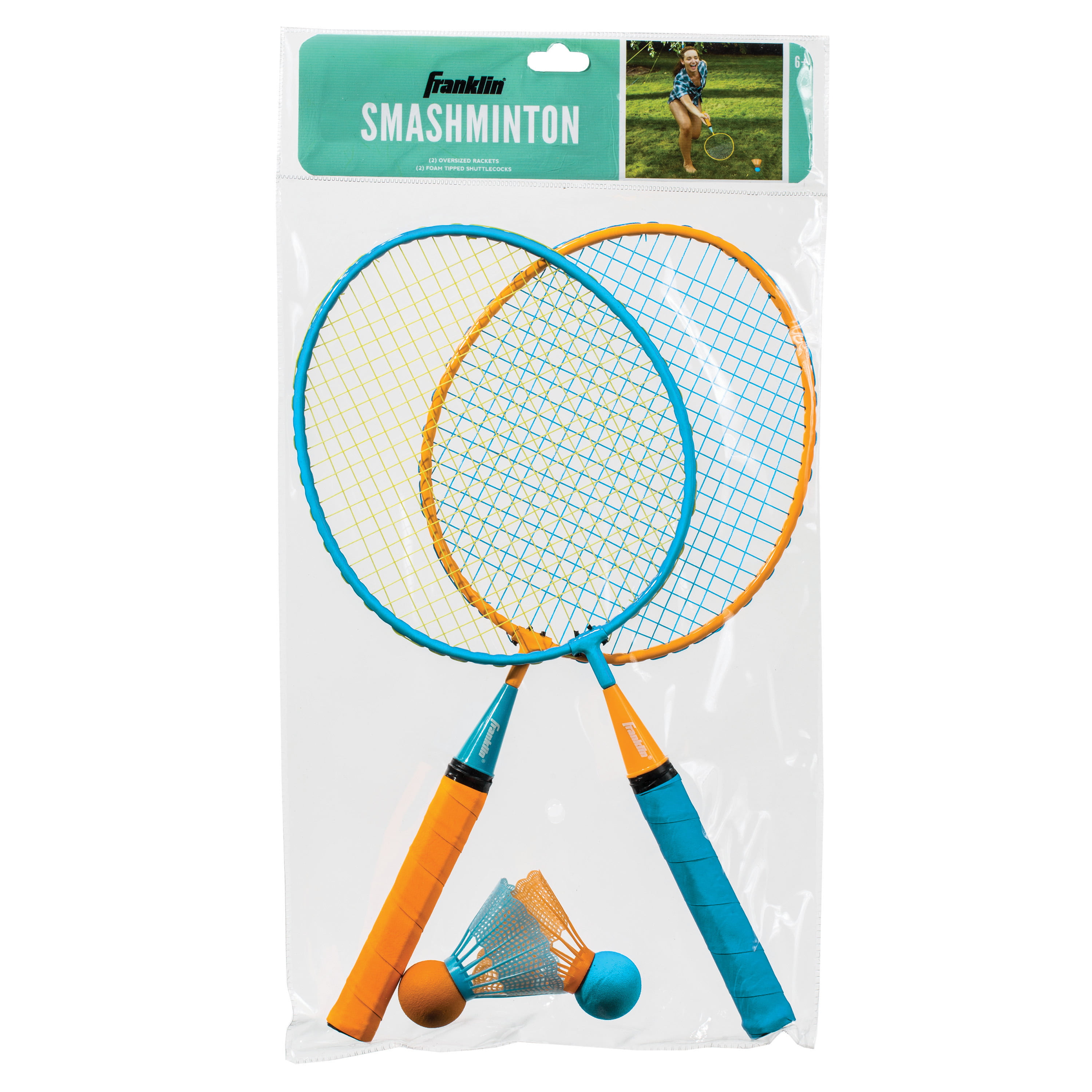 Franklin Sports Smashminton - 2 Oversized Badminton Rackets and 2 Foam  Tipped Shuttlecocks 