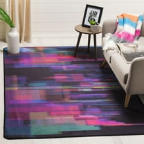 Safavieh Daytona Chodak Abstract Polyester Machine Washable Area Rug, Black/Fuchsia, 3' x 5'
