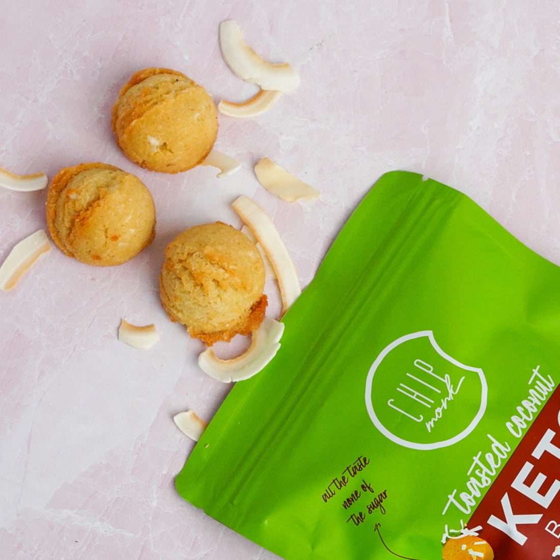 ChipMonk Baking Keto Cookie Bites, Toasted Coconut, Ketogenic Diet Friendly, 2 Pouches 16 Bites