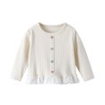 thumbnail image 6 of vdgthytj Toddler Girls Long Sleeve Shirts Cute Lace Hem Button Casual Solid Color Basic Tee Tops for Kids, 6 of 9