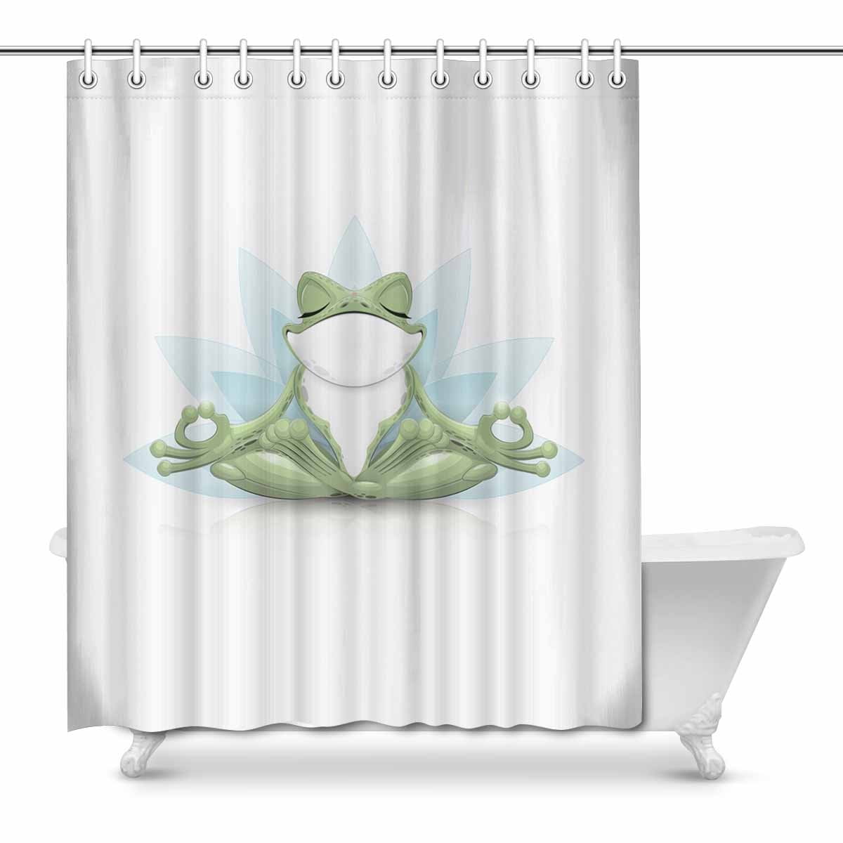 72x72"Frogs Polyester Fabric Shower Curtain Bathroom Mat 12Hook 2213 