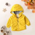 thumbnail image 2 of PINQI Toddler Boys Windbreaker Long Sleeve Casual Outerwear Kids Lightweight Zip Hooded Jacket Baby Cute Dust Coat with Pocket(Yellow,12-24 Months), 2 of 7
