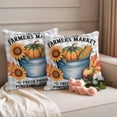 thumbnail image 2 of Fall Pumpkins Outdoor Waterproof Pillow Covers, Thanksgiving Sunflowers Autumn Corn Rustic Plaid Decorative Square Throw Pillowcase Sofa Cushion Sham for Patio/Couch/Chair, 24"x24" 2 Pack, 2 of 8