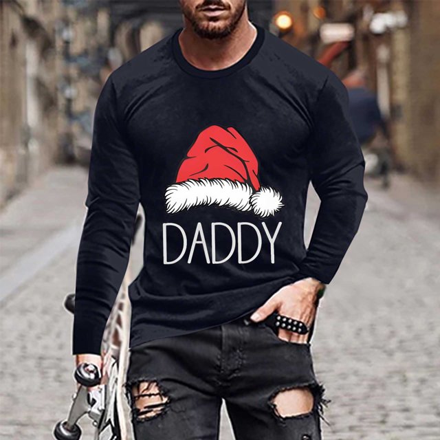 Blusas y camisas de manga larga y cuello redondo para hombre, informales, con estampado navideño, deportivas, de poliéster.