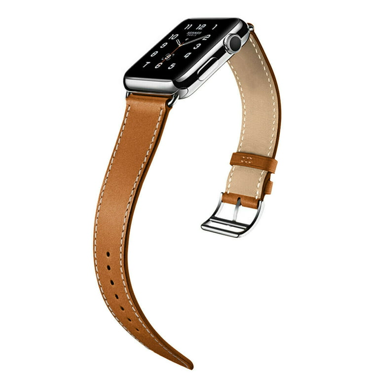 WITHit Designer Bands for 38/40/41mm Apple Watch - 2 Pack in Bronze Leather & Silicone Sport White/Pink