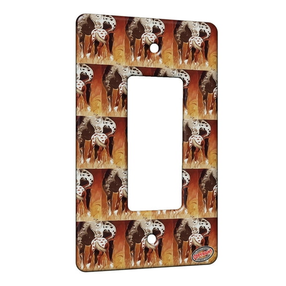 KuzmarK™ 1 Gang Rocker Wall Plate - Appaloosa Mare and Foal Horse Modern Art by Denise Every