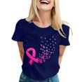 thumbnail image 2 of Breast Cancer Shirt Women Pink Ribbon Shirts Breast Cancer Awareness Tee Cancer Survivor Crewneck T-shirts Short Sleeve Tops (Blue, M), 2 of 6
