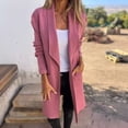 thumbnail image 6 of Women Jacket Turn-down Collar Pockets Solid Color Open Stitch Loose Thermal Long Sleeved Commuting Dating Spring Fall Winter Coat, 6 of 8