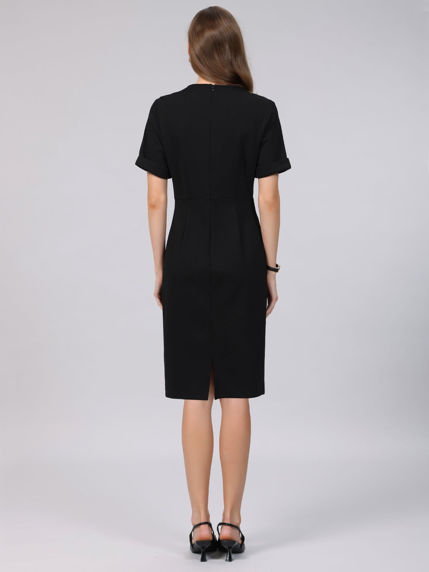 DARING DIVA Women's Work Pencil Dress Short Sheath with Brooch Pin Dresses 2XL Black