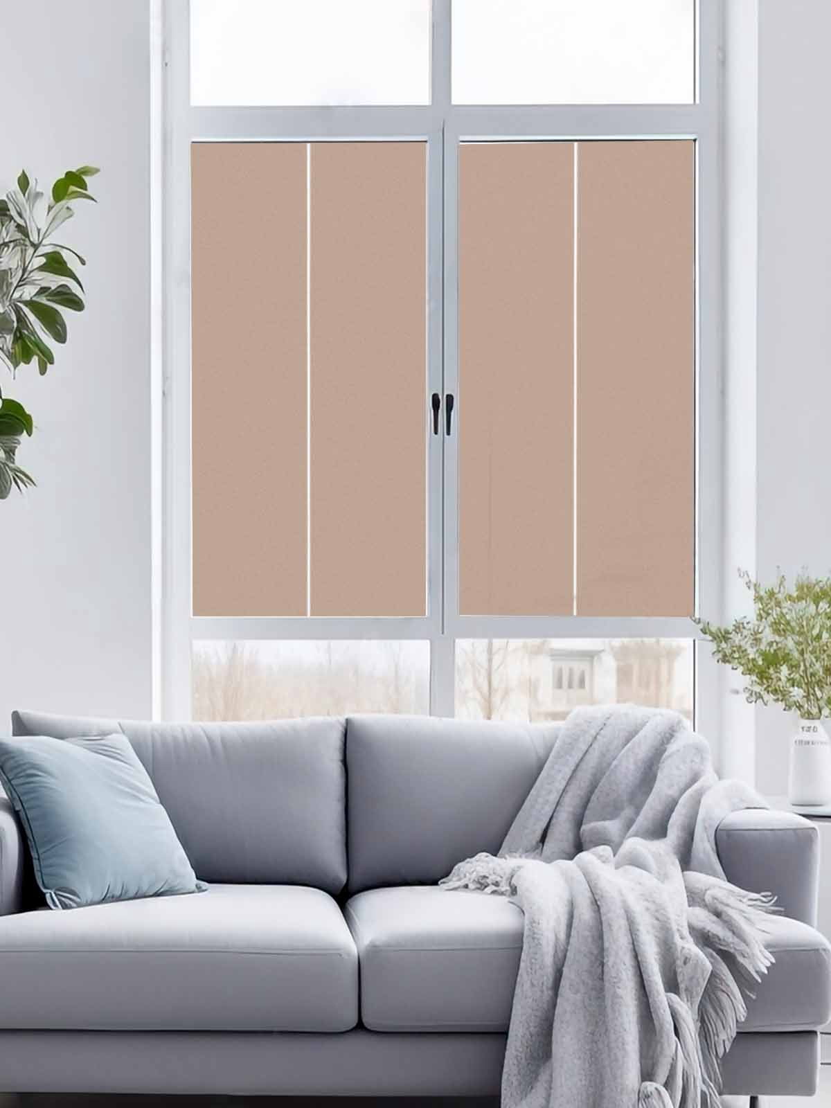 Static Cling Non Adhesive Window Film, Brown Window Privacy Film Frosted, Farmhouse Solid Brown Color Modern Art Opaque Window Coverings for Small Windows, Home, 17.7 x 39.3 Inches