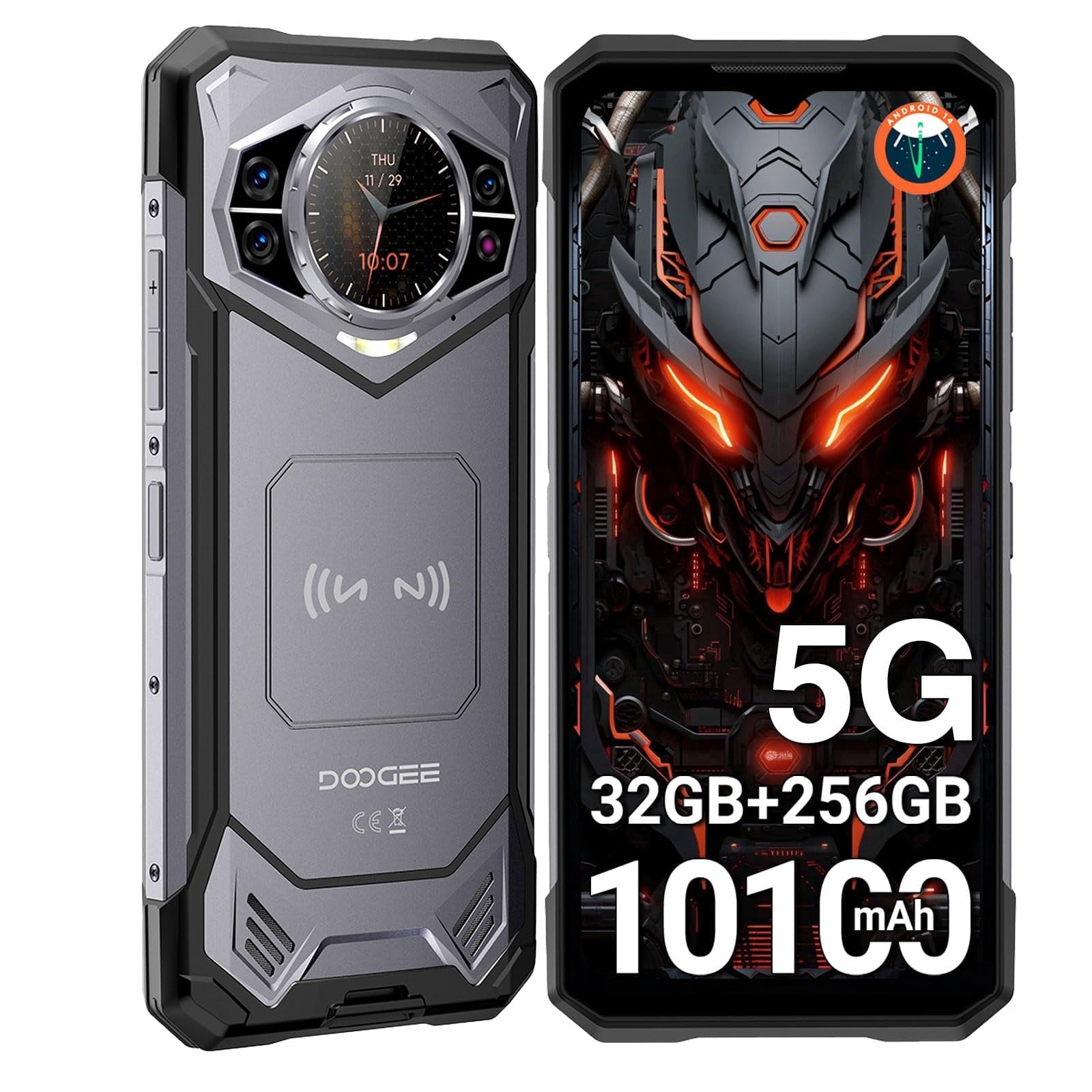 DOOGEE S200 Rugged Phone 5G Unlocked, 32GB RAM+256GB Storage, 10100mAh Battery, 100MP & Night Vision Camera, ATT, Verizon