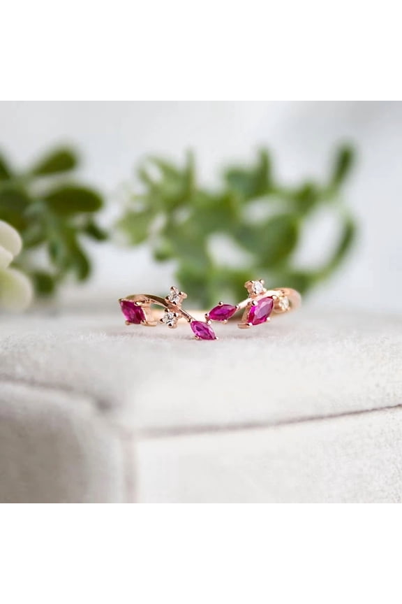 2 Ct Marquise Cut Simulated Pink Ruby Women's Eternity Ring 14k Rose Gold Plated