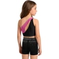 thumbnail image 2 of Hansber Kids Girls Cheerleading Outfit Gymnastics Dance Performance Sleeveless Crop Top with Shorts Set Hot Pink Black 12, 2 of 6