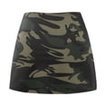 thumbnail image 4 of Skort for Women High Waist Side Slit Mini Skirt with Built In Shorts Stretchy Bodycon Pencil Skirt for Casual Party Camo Green L, 4 of 6