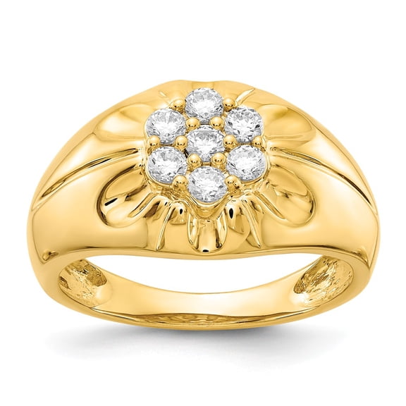 14K Yellow Gold Ring Band Men's Diamond Round