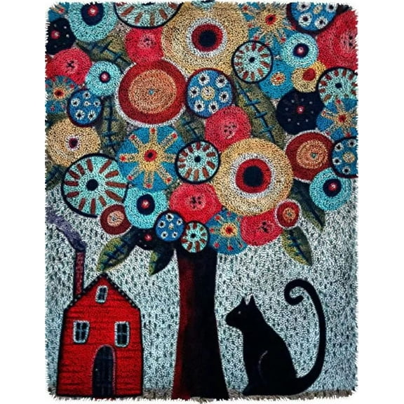 Latch Hook Rug Kit for Adults and Kids Beginner Handmade Needle Crochet Yarn Kits Embroidery Carpet Hook and Latch Kit Cushion Christmas Home Decoration