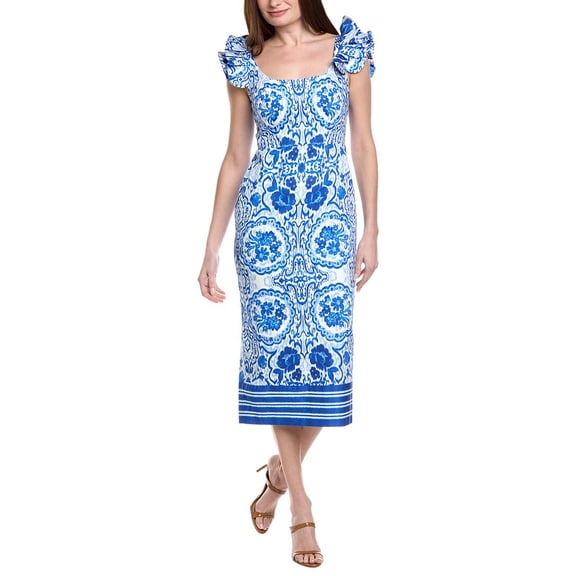 Adrianna Papell womens Column Midi Dress, 10, Blue
