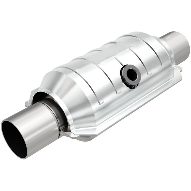 Magnaflow 48 State Converter Catalytic Converter 54055 Standard Series; Stainless Steel Case; Single 2-1/4 Inch Inlet; Single 2-1/4 Inch Outlet; 9 Inch Body/13 Inch Overall Length